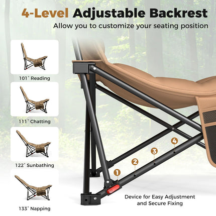Goplus 4-Position Padded Portable Folding Camping Chair with 500 LBS Support