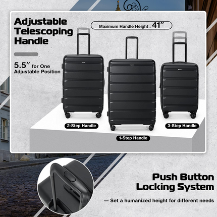 Goplus 3 Piece Luggage Set, Expandable Spinner Suitcase - GoplusUS