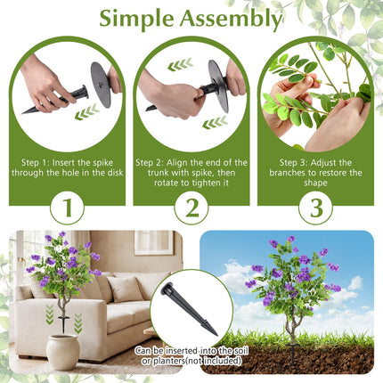 Goplus 39” 2 Pack Artificial Locust Flower Trees | Sun-Proof Indoor & Outdoor Faux Silk Plants