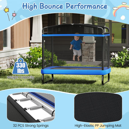 Goplus 6 x 4 FT Rectangle Kids Trampoline with Swing and Gymnastics Bar