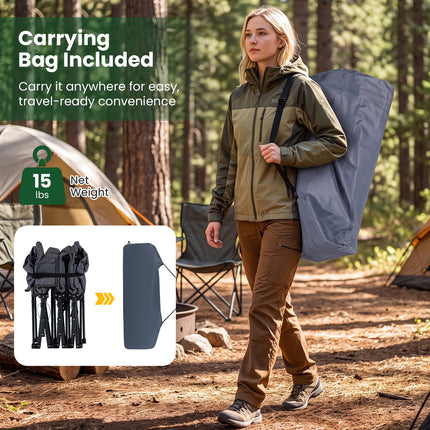 Goplus Camping Cot with Padded Pillow | Folding Cot Bed for Adults
