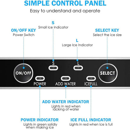 Portable Countertop Ice Maker, 26LBS/24H Mini Ice Cube Machine w/8 Min Processing 9 Cubes