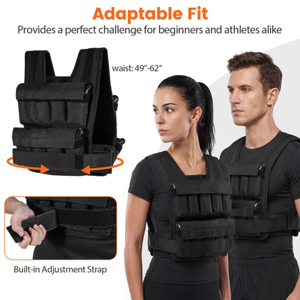 Goplus Adjustable Weighted Vest with 20 Removable Metal-Sand Weights (44LBS w/49”-62” Waist Size)
