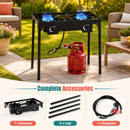 Goplus Outdoor 160,000 BTU High Pressure Dual Burner Gas Stove