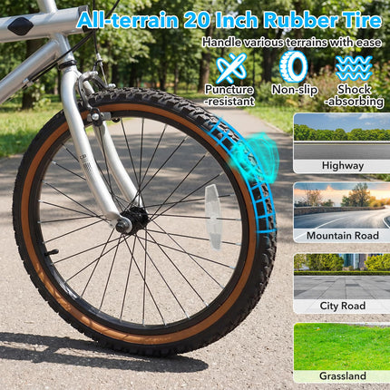 Goplus 20" LED-lit Hybrid Cycling Bike w/ Front Caliper Brake & Rear Drum Brake