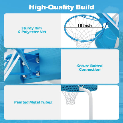 Goplus Pool Basketball Hoop w/42" PC Backboard | Swimming Poolside Basketball Goal System