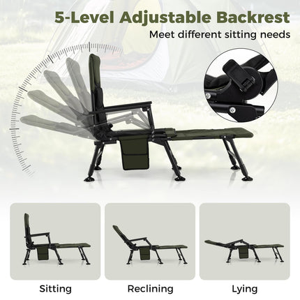 Goplus Oversized Foldable Fishing Chair with Detachable Footrest for Adults