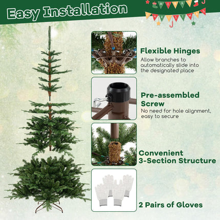 Goplus 7 FT Pre-Lit Artificial Christmas Tree with 1303 PE & PVC Branch Tips