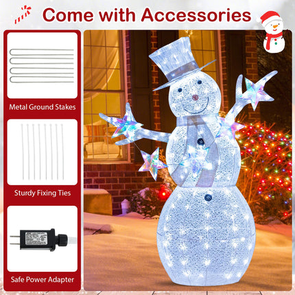 Goplus 5 FT Lighted Snowman Pre-Lit Xmas Snowman with 140 Built-in LED Light