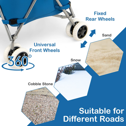 Goplus Folding Shopping Cart with Wheels, Grocery Cart with Removable Oxford Cloth Liner - GoplusUS