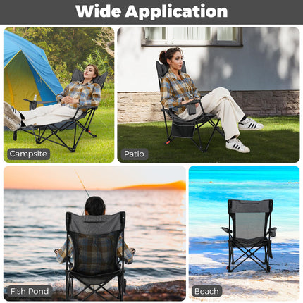 Goplu Camping Lounge Chair w/4-position Backrest Carrying Bag Removable Pillow