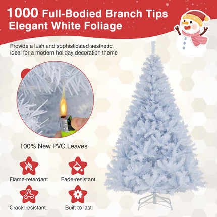 Goplus Pre-Lit Artificial Christmas Tree with PVC Branch Tips & 3-Color LED Lights