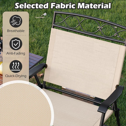 Goplus Folding Patio Chairs Set of 4 | Outdoor Lawn Chairs with Armrests & Metal Frame