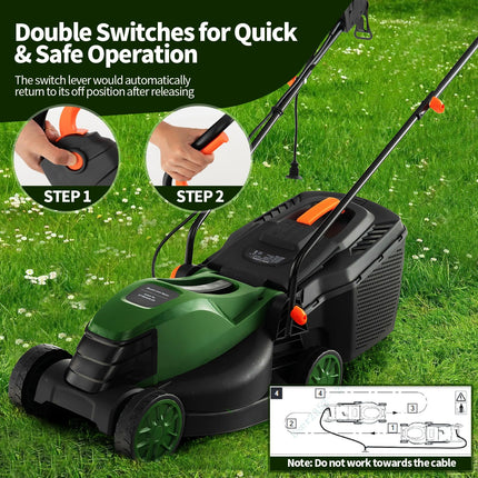 Goplus Electric Lawn Mower, 2-in-1 Versatile Corded Lawn Mower, 10 AMP Motor, 13" Cutting Deck