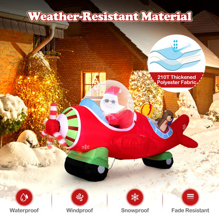 Goplus 7.2 Ft Animated Inflatable Santa on Plane with Spinning Propeller Bright LED Lights