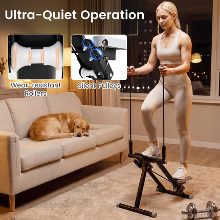 Goplus Stair Stepper Foldable Vertical Climber Exercise Machine with Detachable Handlebar