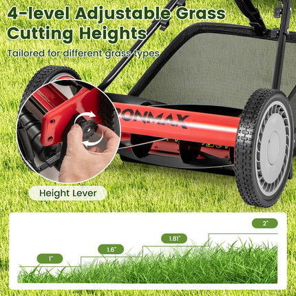 Goplus 16 Inch Manual Lawn Mower for Yard, Garden