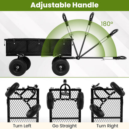 Goplus 880 lbs Heavy Duty Metal Garden Cart with Removable Oxford Cloth Liner & Mesh Sides
