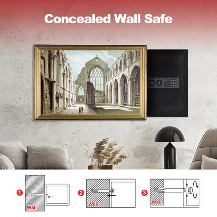 Goplus 22" Tall Wall Safe, Electric Safe Box Fits Between the Studs,Hidden Wall Mount Safe