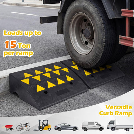 Goplus 2 Pcs Driveway Threshold Ramps with Reflective Triangles (6.3" Rise)