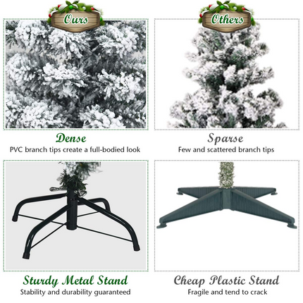 Goplus 4.5ft / 6ft / 7.5ft Artificial Snow Flocked Christmas Tree - GoplusUS