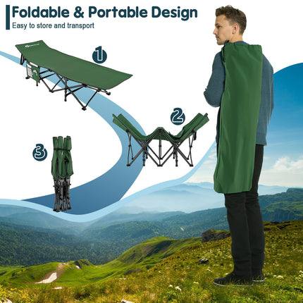 Goplus Folding Camping Cot, 27.5" Sleeping Cot for Adults with Carry Bag, 600LBS Weight Capacity