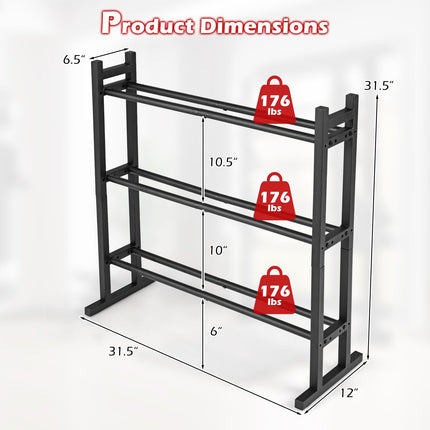 Goplus 3-Tier Dumbbell Rack 529LB Capacity Heavy-Duty Adjustable Weight Rack Stand