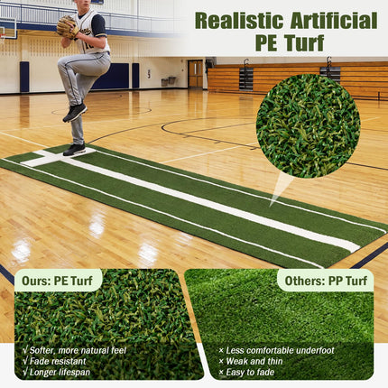 Goplus 10 x 3 FT Baseball Training Aid with Pitching Mound for Indoor Outdoor Practice