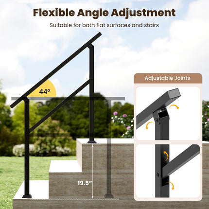 Goplus 330 LBS Staircase Safety Railing Fits 0-3 Steps for Deck Porch Entryway