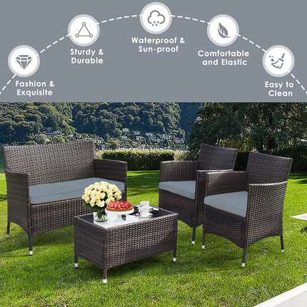 Goplus 4-Piece Rattan Patio Set