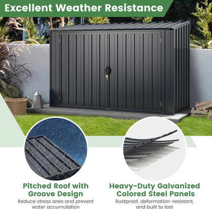 Goplus 6.3 x 2.8 FT Metal Outdoor Storage Shed, Snap-on Structures for Efficient Assembly