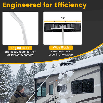 Goplus 25" Blade 5-18.8 FT Extendable Aluminum Snow Removal w/ Angled Head