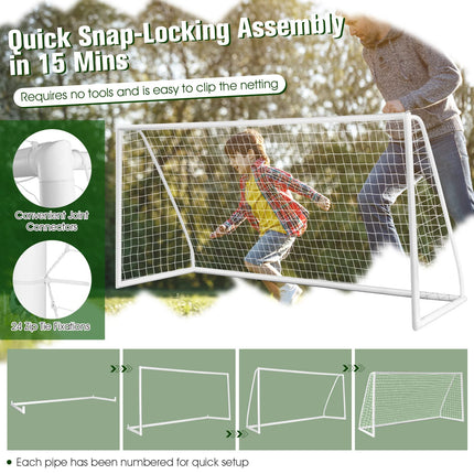 Goplus Soccer Goal, 6FT x 4FT/12FT x 6FT Soccer Net with Strong UPVC Frame, Quick Set-up, High-Strength Netting - GoplusUS