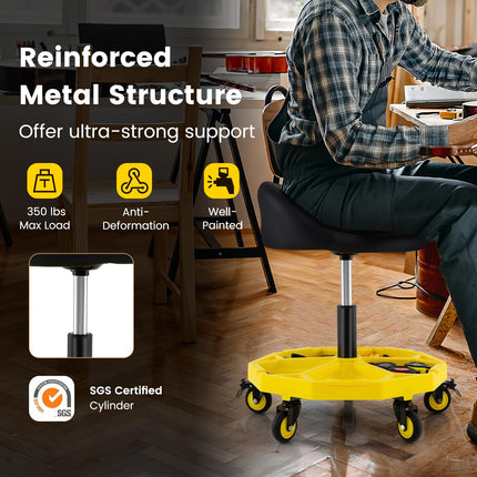 Goplus 20”-25” Height Adjustable Mechanic Stool w/Magnetic Tool Tray