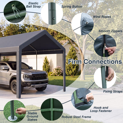 Goplus 10x20 FT Portable Garage with 2 Doors & 4 Roll-Up Mesh Windows