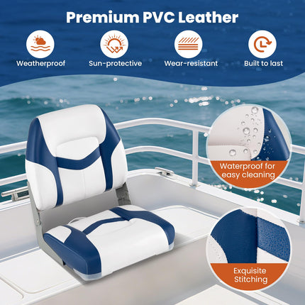 Goplus 2 Packs Folding Boat Seat with Stainless Steel Screws & Aluminum Hinges