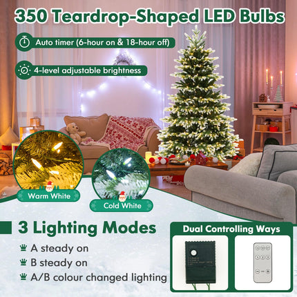 Goplus 6ft Pre-Lit Artificial Christmas Tree with 350 LED Lights & Remote Control