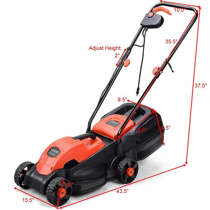 14-Inch 12 Amp Lawn Mower w/Grass Bag Folding Handle Electric Push Lawn Corded Mower - GoplusUS