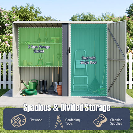 Goplus 7.6 x 4 FT Outdoor Metal Storage Shed w/Lockable Single Door