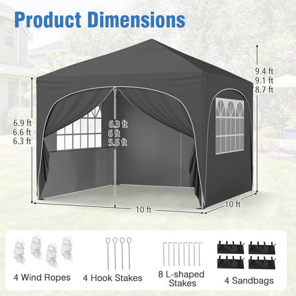 Goplus 10 X 10 FT Pop up Canopy Tent with 4 Removable Sidewall