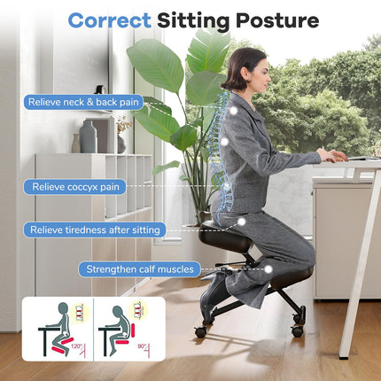 Goplus Kneeling Chair w/Adjustable Height & Thickened Sponge Cushion