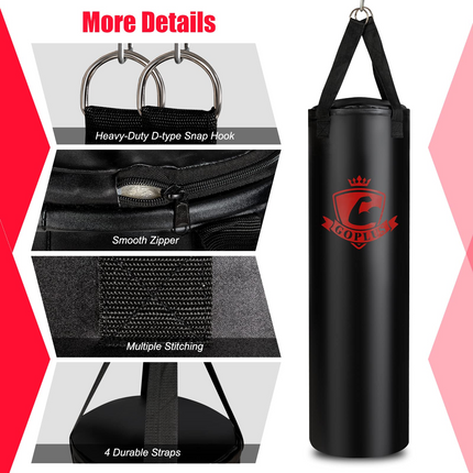 Goplus Punching Bag for Adults, 63LBS Filled Hanging Boxing Bag Set with 12OZ Boxing Gloves & 95" Hand Wraps - GoplusUS