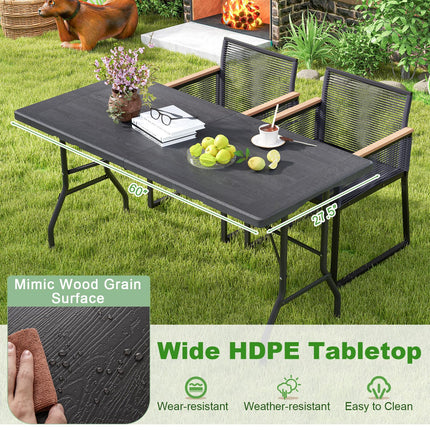 Goplus 5ft Plastic Folding Table w/Handle for Picnic Camping Dining