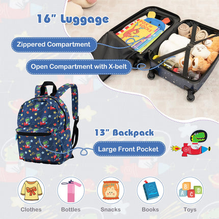 Goplus 5 Piece Kid’s Luggage Set, 15” Carry on Suitcase w/13” Backpack, Neck Pillow, Lunch Bag