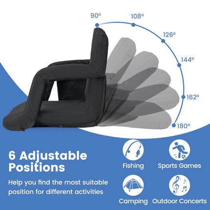 Goplus 24.5’’ Wide Folding Stadium Seating for Bleachers with 6 Reclining Positions