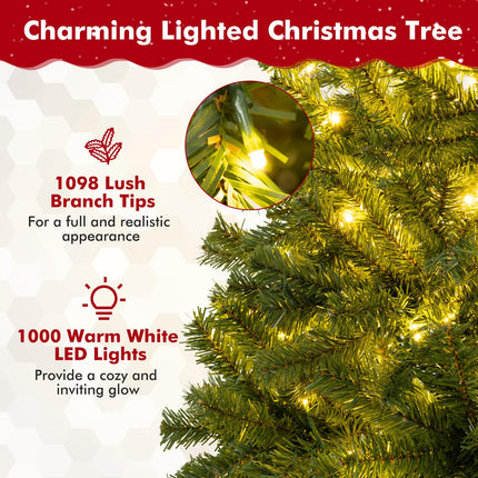 Goplus Pre-Lit Remote Control Artificial Christmas Tree Home Office Holiday Decoration