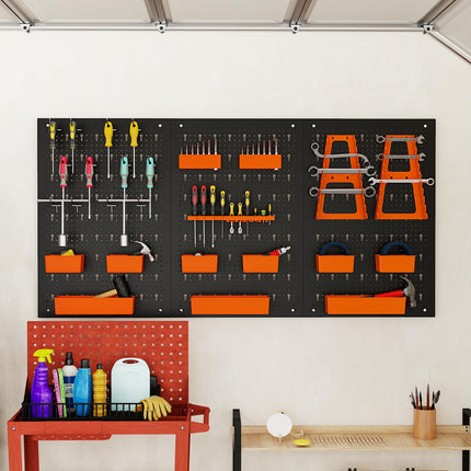 Goplus Pegboard Tool Organizing Kit w/ 3 Pegboards & 28 PCs Hanging Accessories
