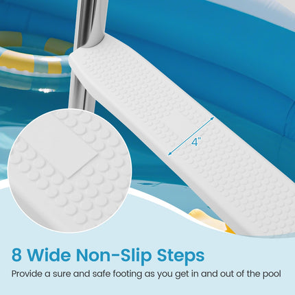 Goplus 4-Step Steel Frame Above Ground Swimming Pool Ladder for 55" Pool Wall Heights