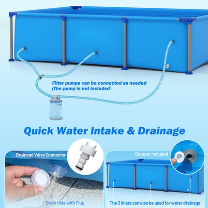 Goplus 8.5' x 6' Rectangle Metal Frame Pool Set w/PVC Fabric ( 690 Gal )
