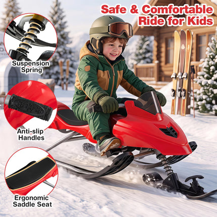 Goplus Snow Racer Sled with Brakes Steering Handle & Tow Ropes